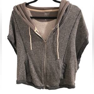 Alternative Peru Organic Terry Full Zip Cropped Vest Hoodie Pockets Gray, S